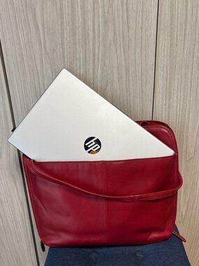 Genuine Leather Red Laptop Tote Briefcase Business Bag 16" Professional Work Bag